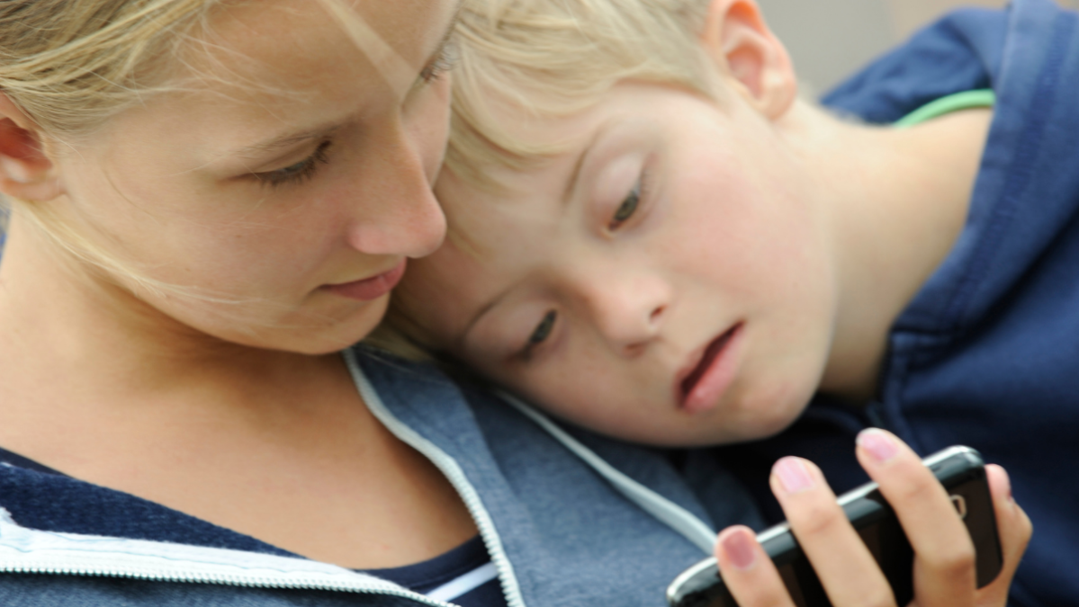 Mum and son on the phone