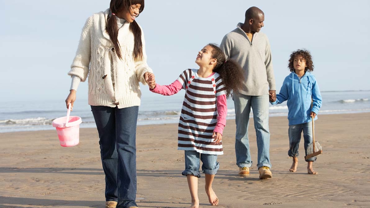 Family on beach