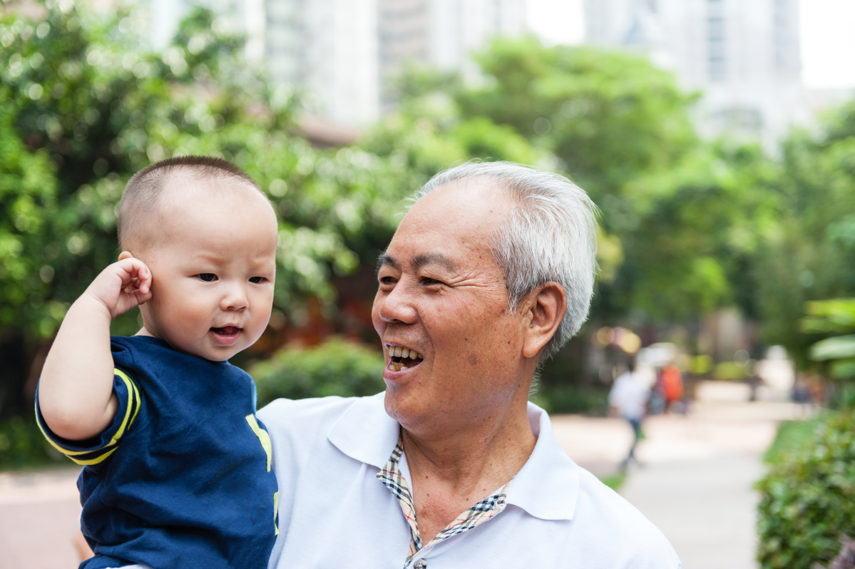 Granddad with granddaughter